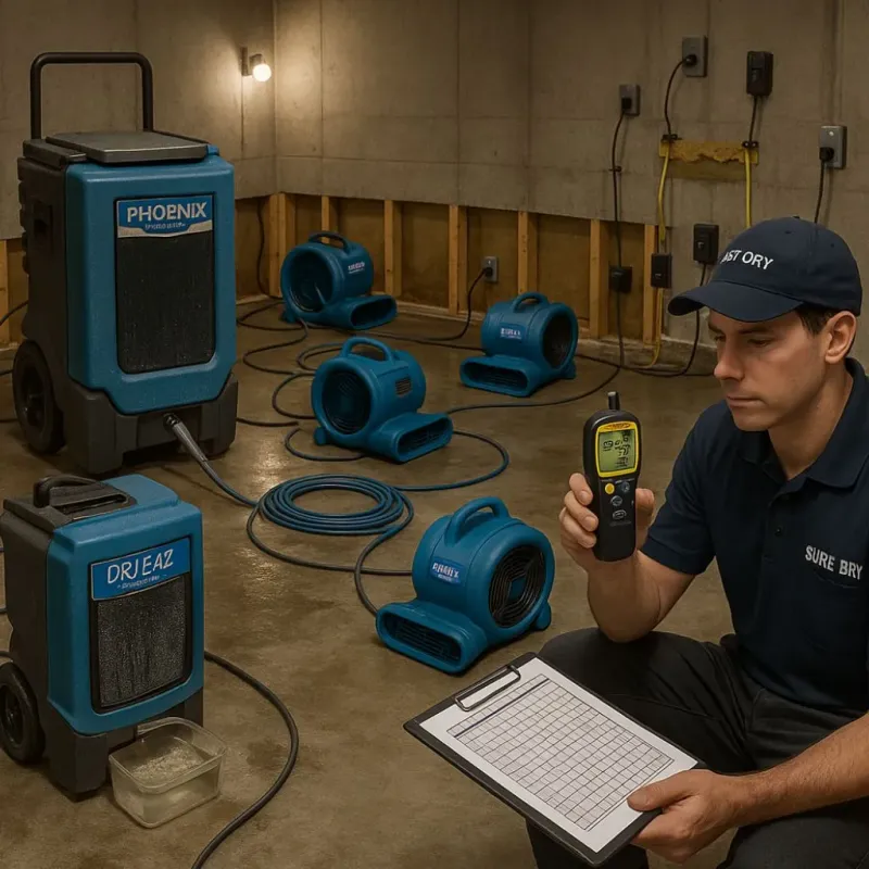 Structural Drying and Dehumidification process in South Dos Palos, CA